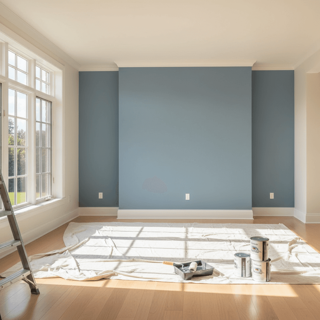Newly painted interior room with contemporary color and professional finish