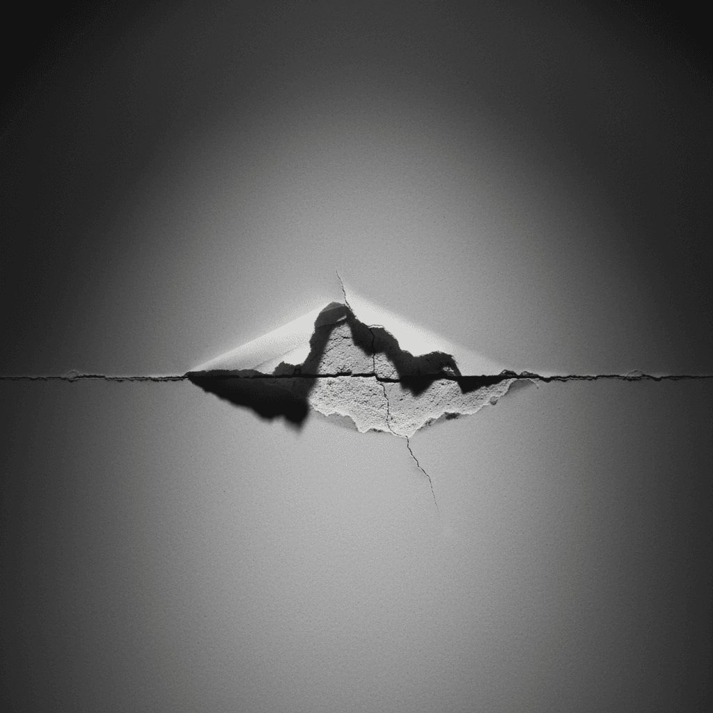 Plasterboard taped joint separating with hairline crack