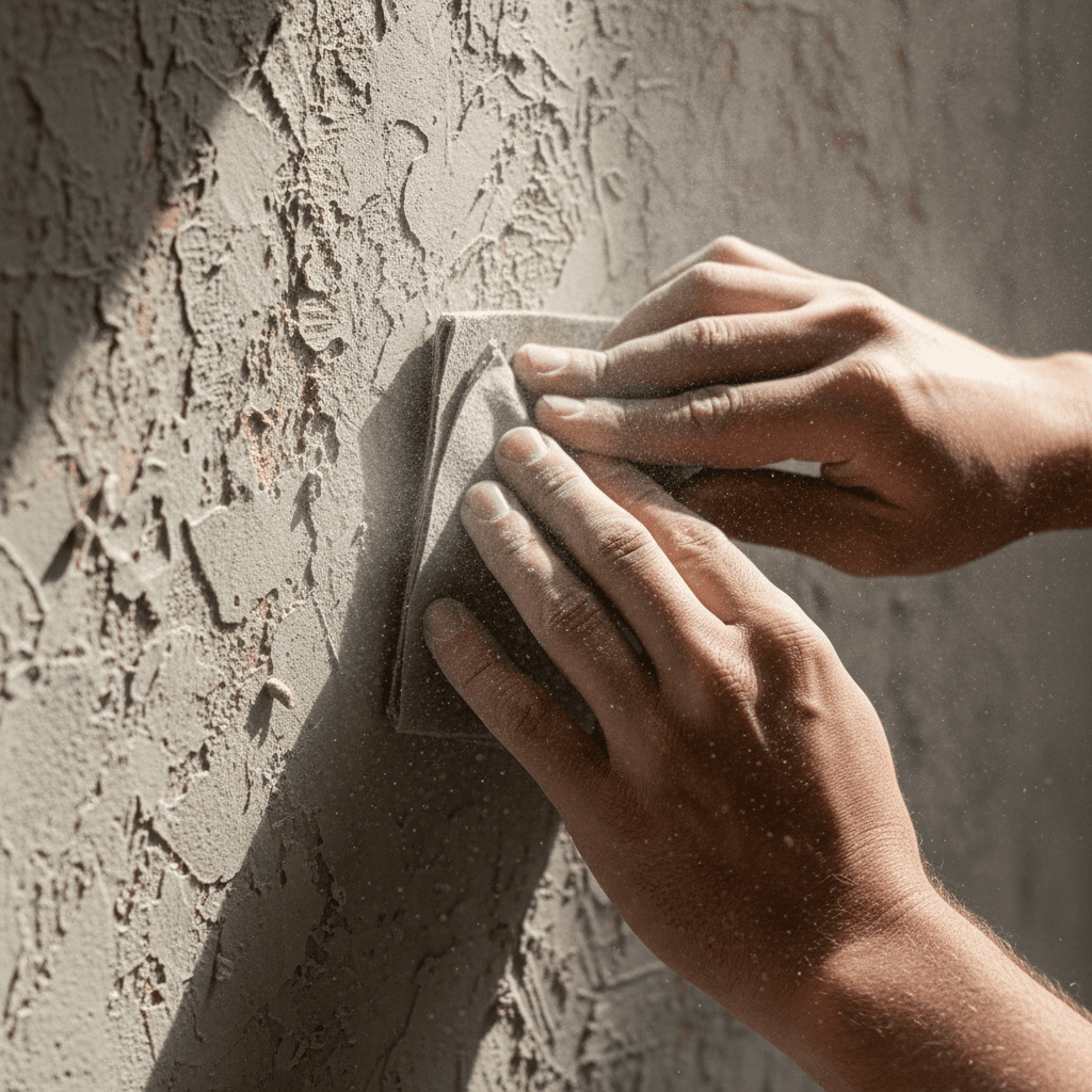Wall surface preparation and sanding detail