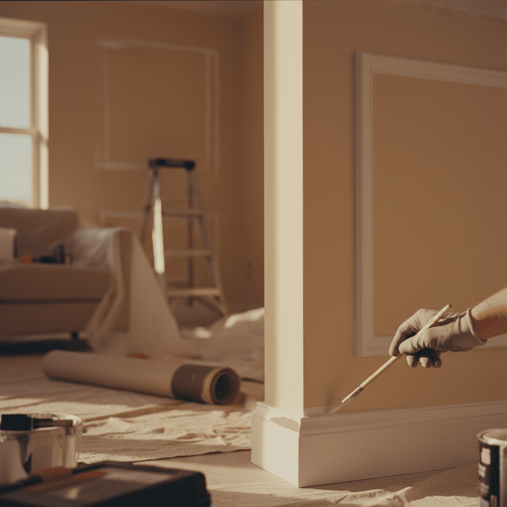 Interior room being decorated with precision trim painting