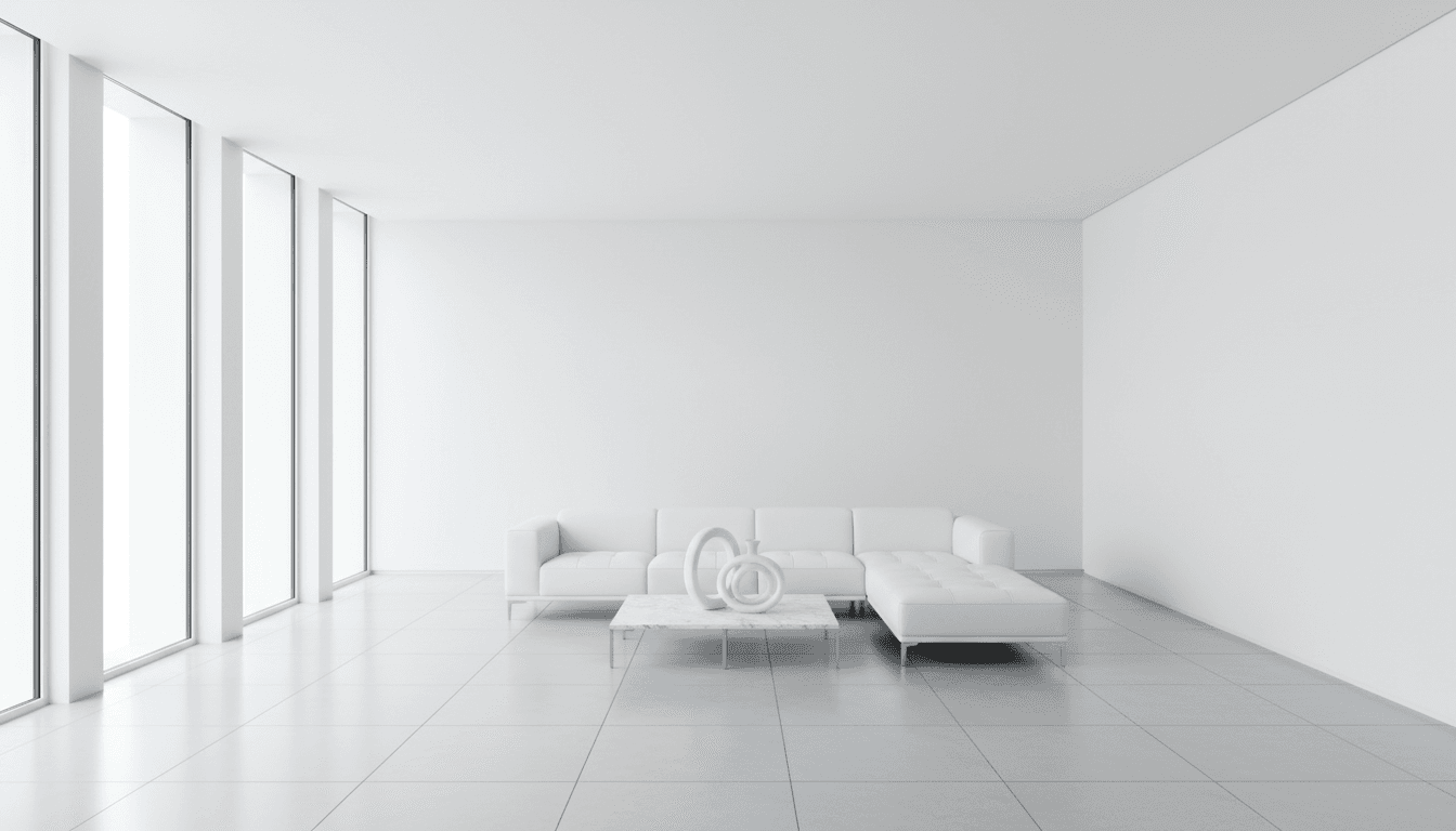 Smooth white painted ceiling and walls in a bright modern room