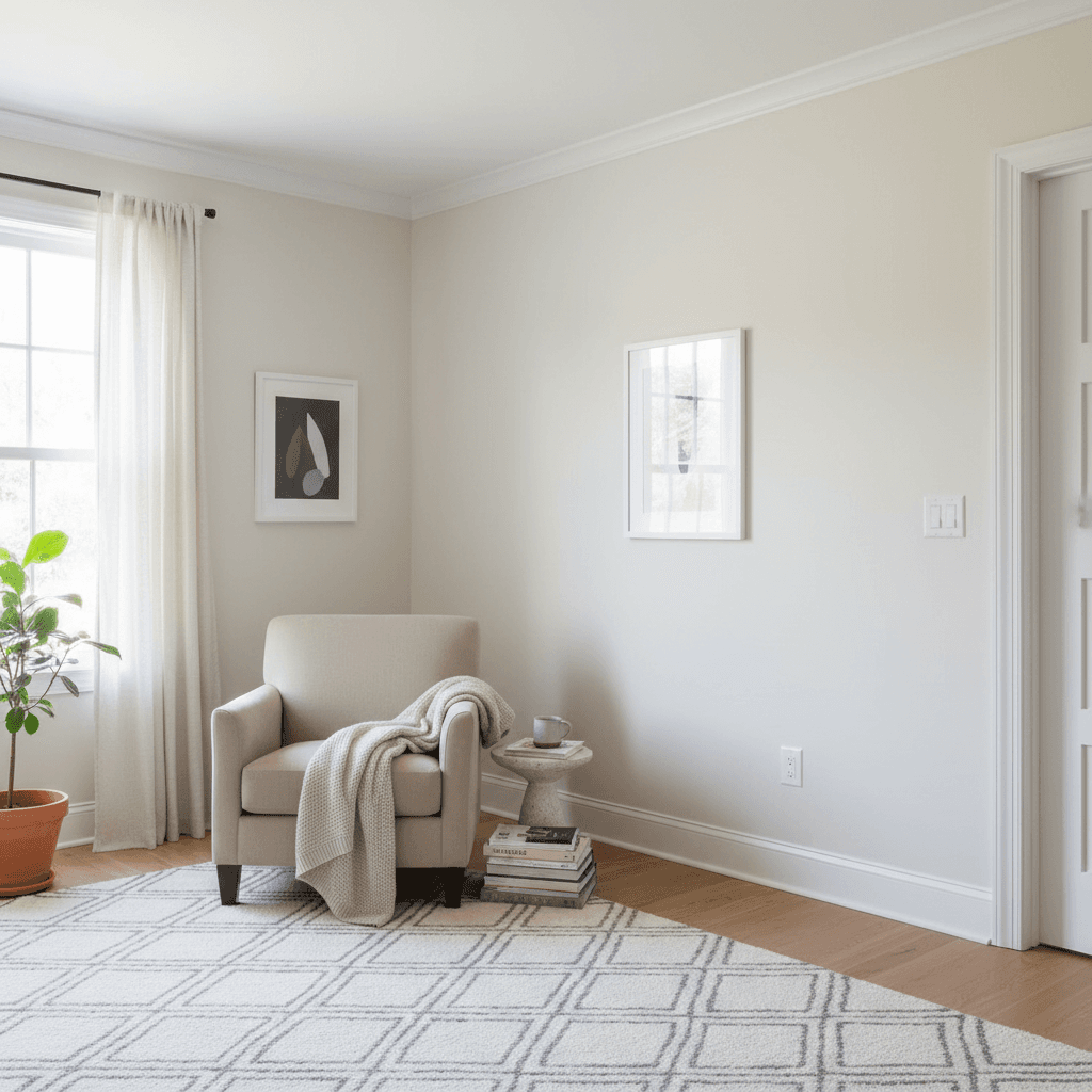 Completed residential interior with plastering and paint finishes