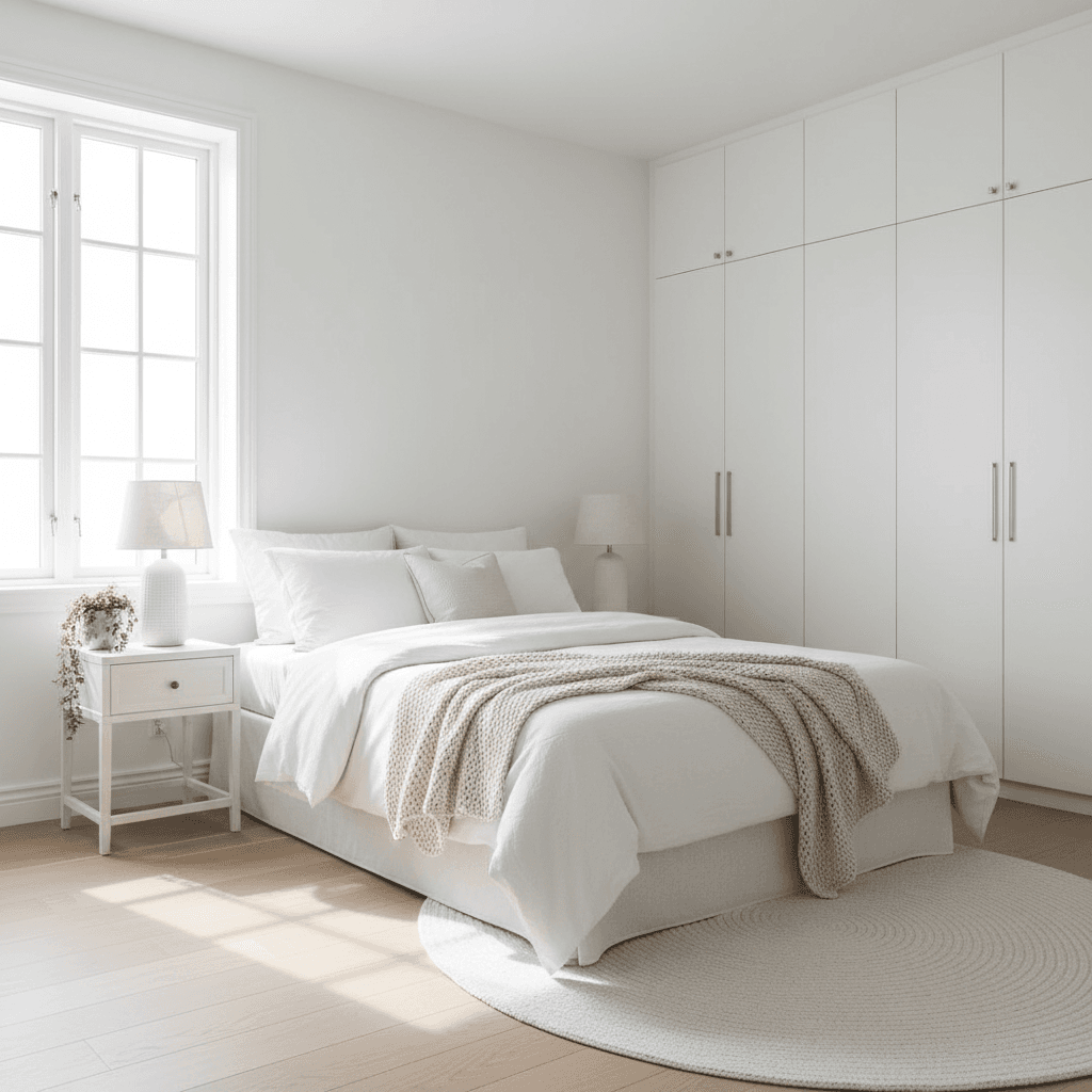 Freshly painted bedroom interior