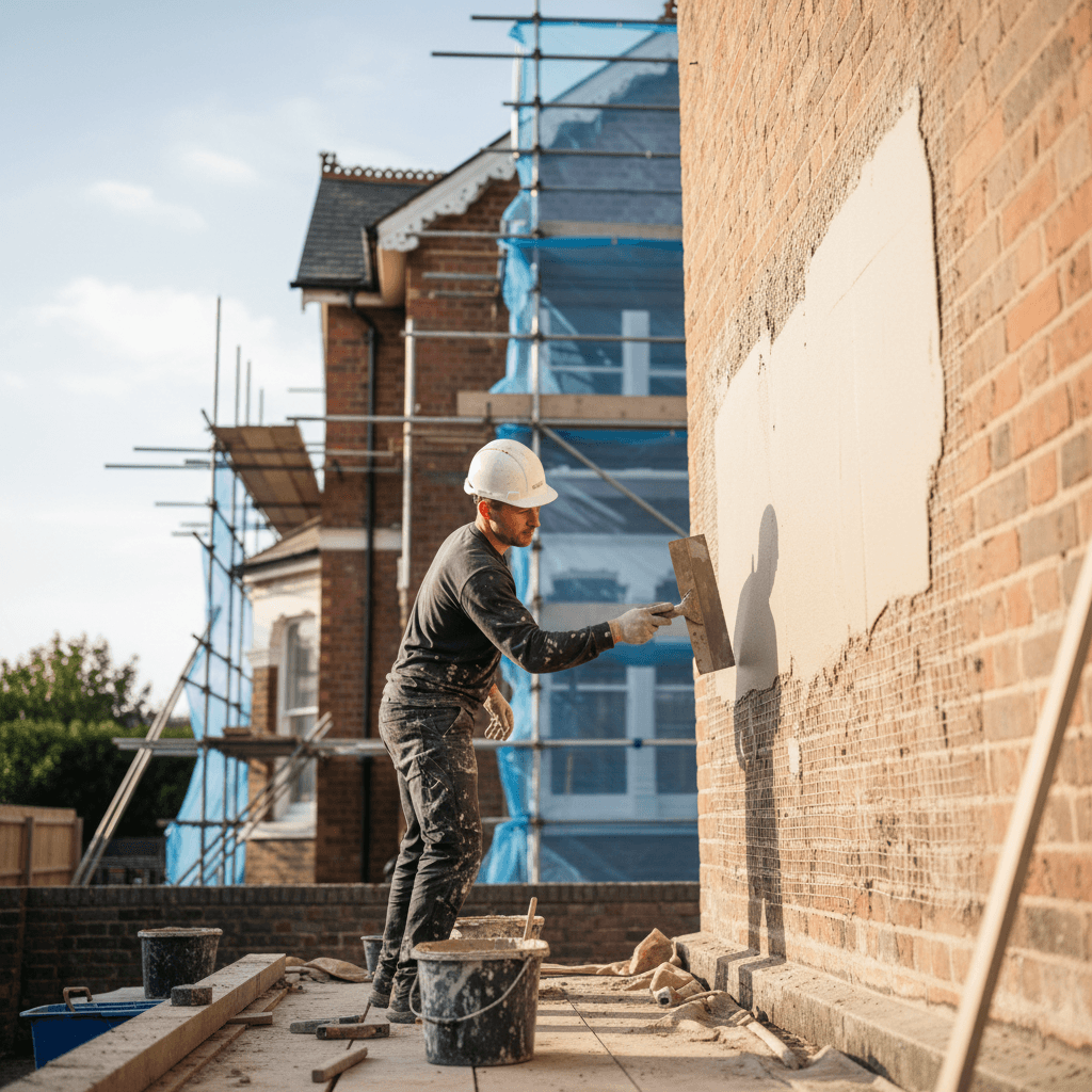 Exterior rendering application on residential property