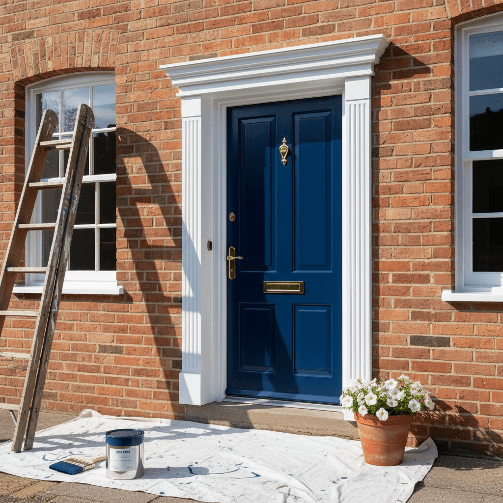 Exterior property with newly painted door and trim